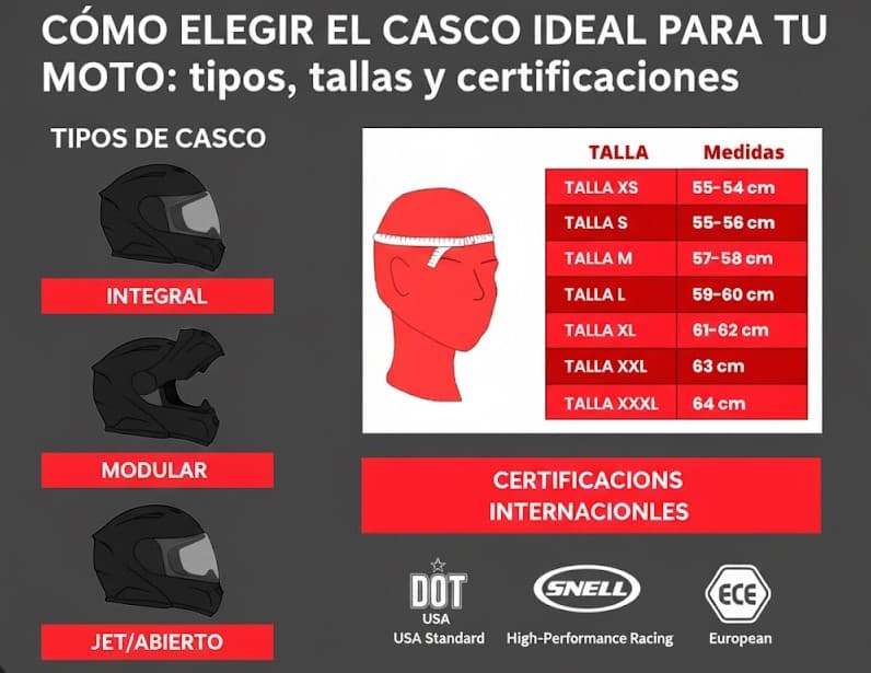 Cómo elegir el casco ideal para tu moto: tipos, tallas y certificaciones